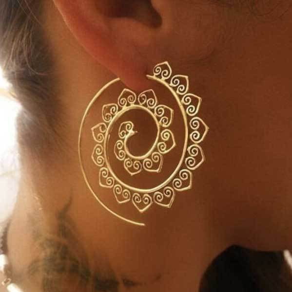 Spiralförmige Hippie Ohrringe - Große Statement Ohrringe - Earrings - TaoTempel