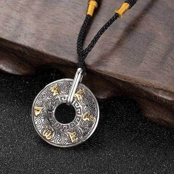 Tibetanische Mani Mantra Münz Halskette - Om Mani Padme Hum - Necklace - TaoTempel