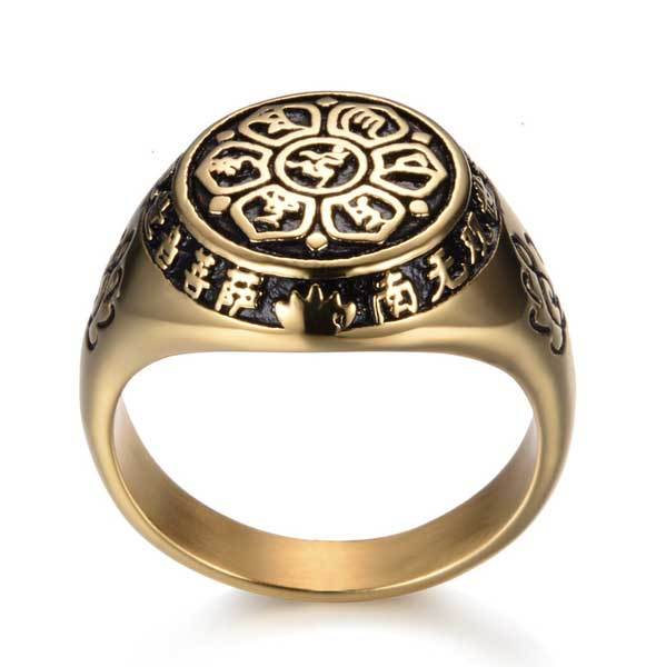 Lotus Mantra Ring – Om Mani Padme Hum - Silber, Gold - Ring - TaoTempel